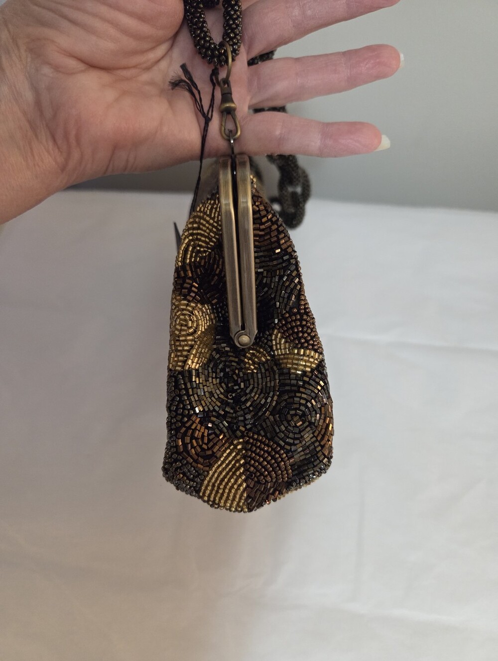 Gold & Bronze Beaded Evening Bag - Picture 4 of 5